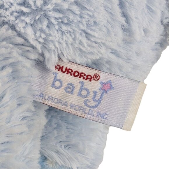 Aurora Baby Blue Elephant Plush 11" Stuffed Animal Polka Dots Embroidered Eyes - Picture 6 of 7